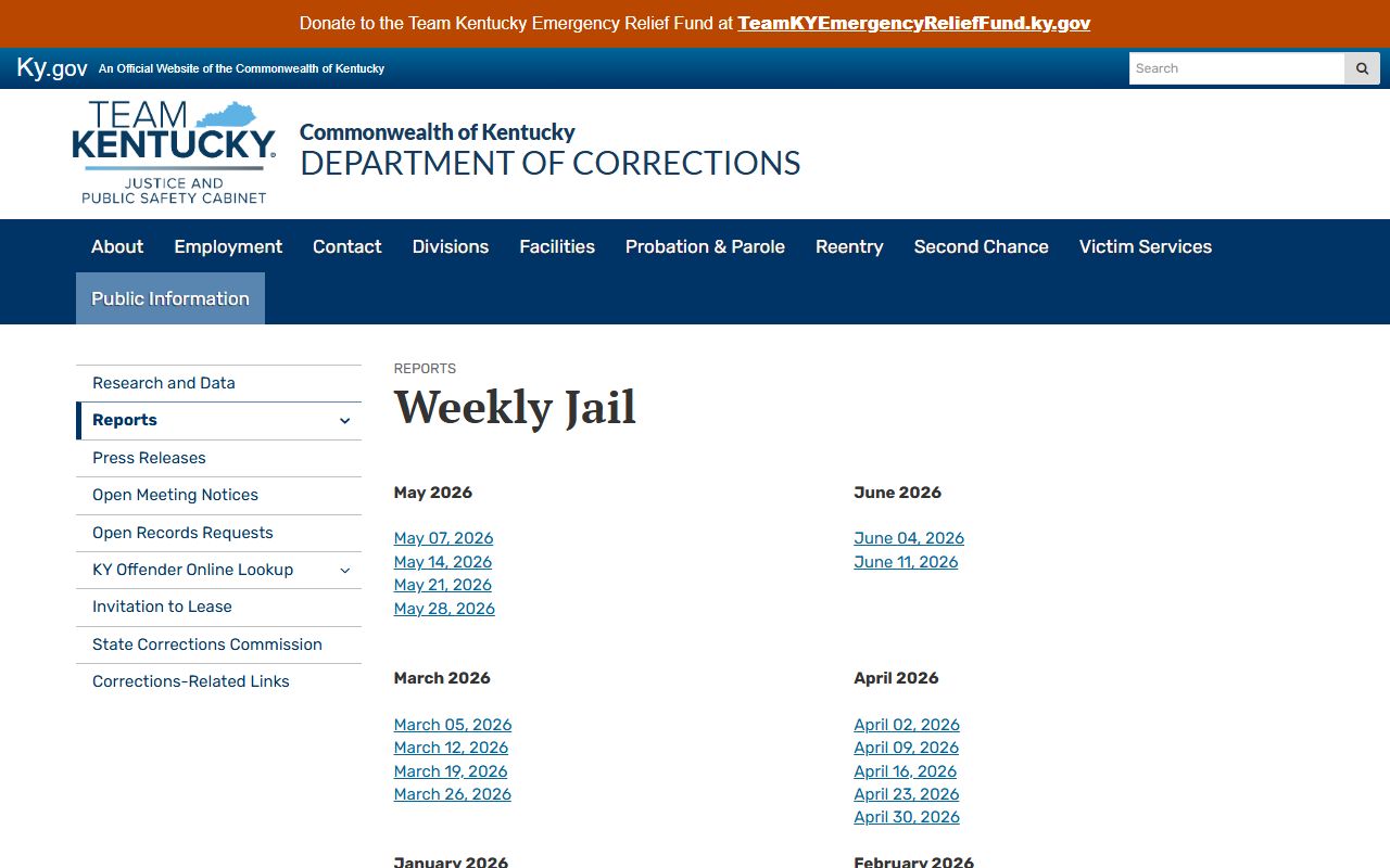 Franklin County inmate population weekly jail report index